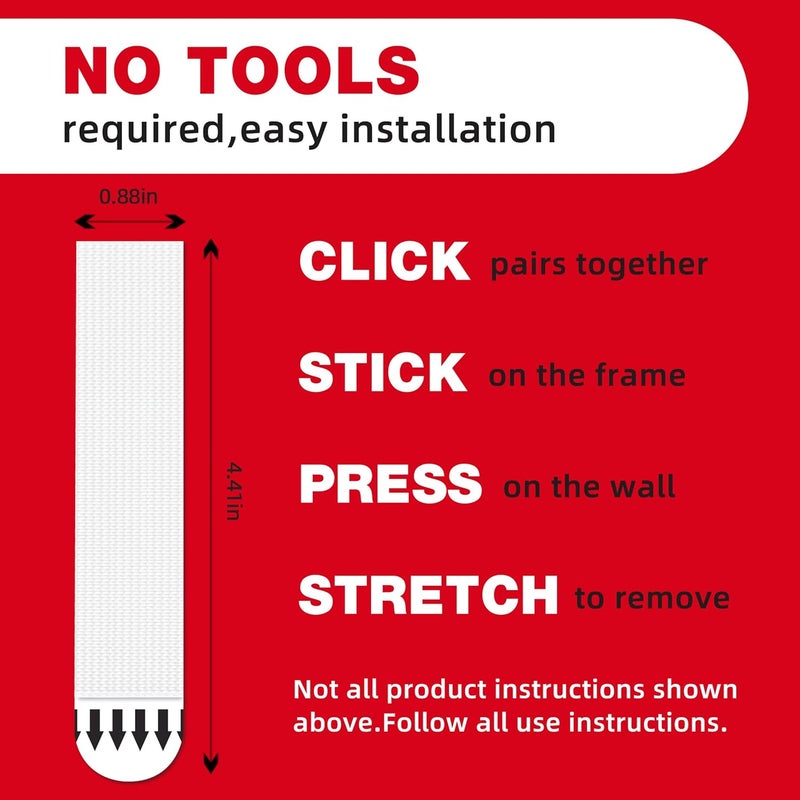 Sinfuo Picture Hanging Removable Hook-and-Loop Strips, 20-Sets Set Damage-Free Picture Hanging Tool Kit Residue-Free Wall Tape, Adhesive Strips, Hook and Loop Tape, Mounting Tape -XL - Image 3